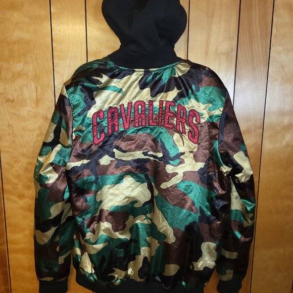 Cleveland Cavaliers Jacket LARGE Hooded Full Zip Up Camouflage Camo NBA Cavs E2 - Picture 7 of 10